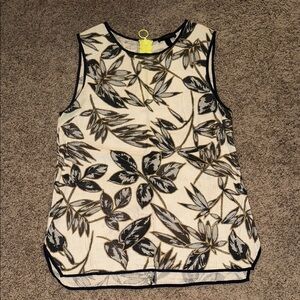 J. Crew Cream Boxy Tank Top with Floral Design